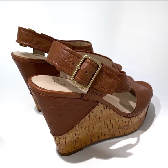 Franco Sarto Wedge Sandals Brown Size 7 - Picture 9 of 10